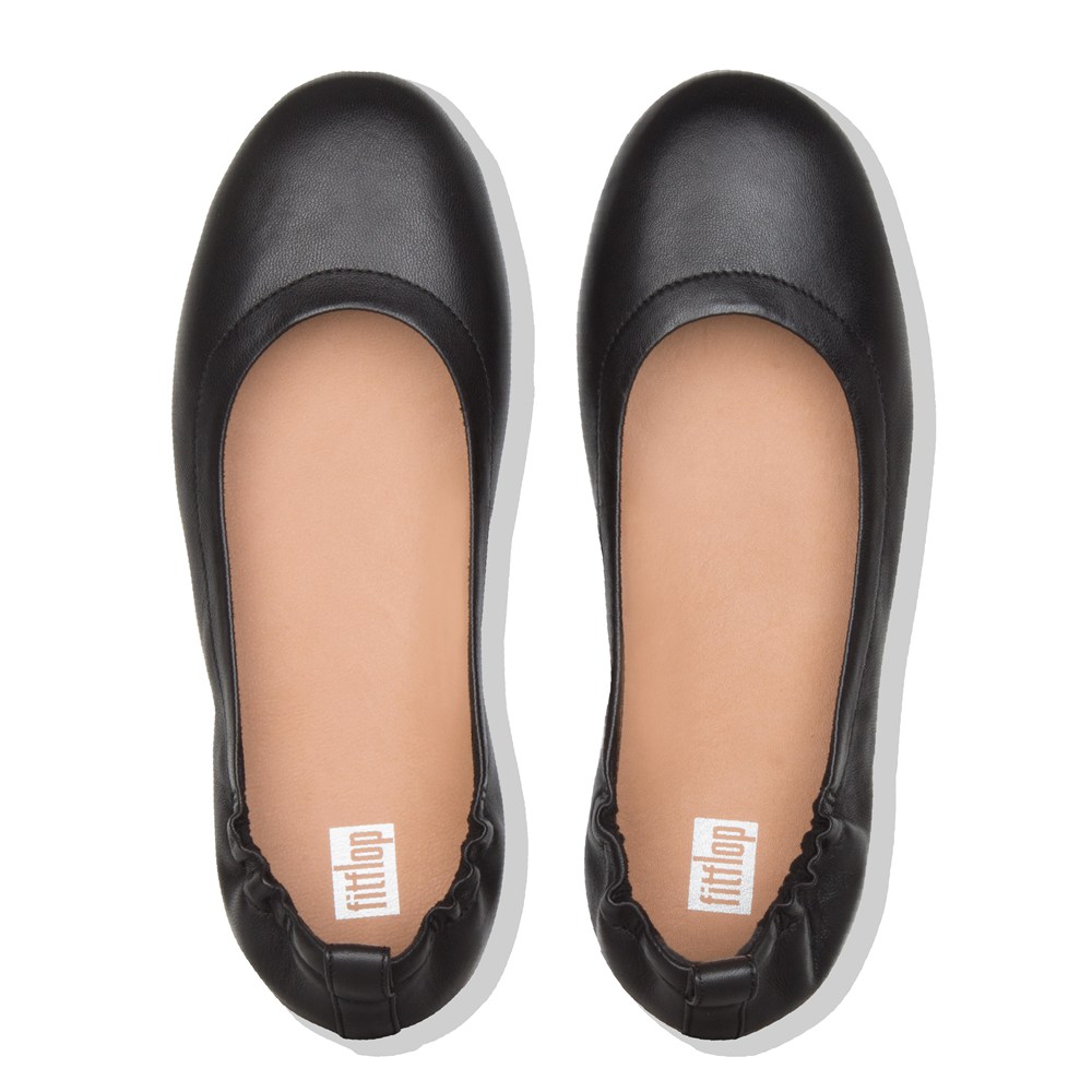 Fitflop Womens Ballet Flats - Allegro Soft Leather - Black - 593-QIZAGV